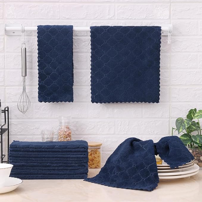 Homaxy 18 Pack Super Soft Absorbent Dish Towels, 10" x 20", Navy Blue - Image 6