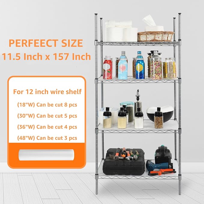 PABUSIOR Thicken Wire Shelf Liner: Transparent 11.5" W x 157" L Easy to Cut - Image 8