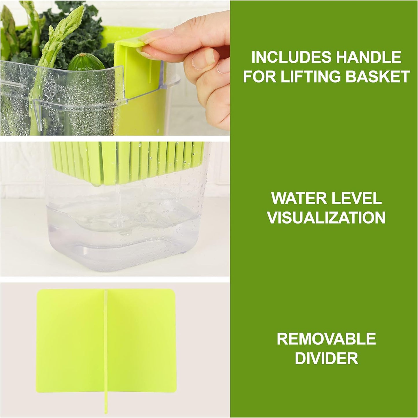 3 Pack Fresh Herb Keeper for Refrigerator, Clear BPA-Free Herb Saver, Storage Container for Cilantro, Parsley, Thyme, Mint & Asparagus, Preserver Keeps Fresh Herbs, Green & Blue & Orange