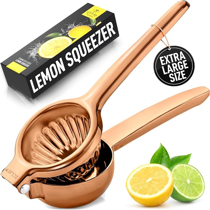 Zulay Extra Large Lemon Squeezer Stainless Steel - Easy Squeeze Heavy Duty Lemon Juicer Hand Press - Ergonomic Citrus Squeezer & Fruit Juicer for Small Oranges, Lemons, & Limes by ZulayKitchen