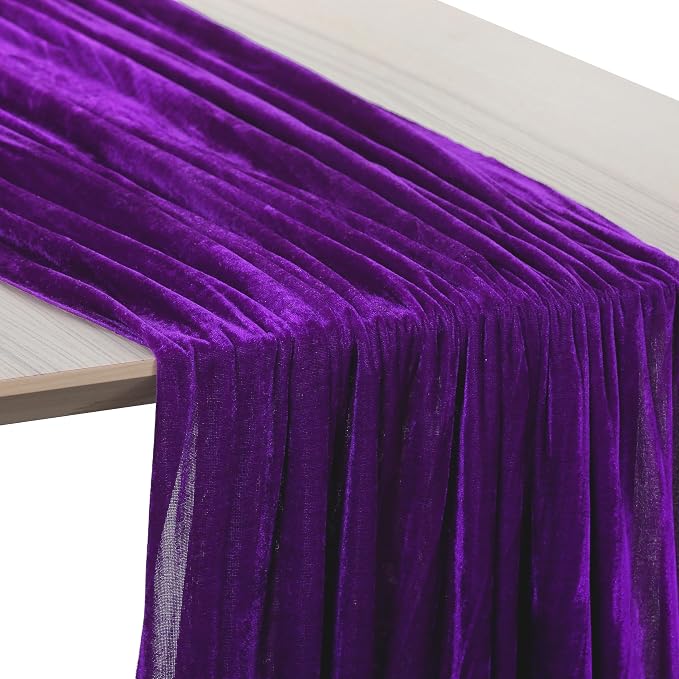 MDS® Pack of 25 | Purple | Velvet Table Runner 20 x 120 Inches 10ft Long Luxurious Soft Romantic Wedding Runners for Party Reception Bridal Shower Birthday Banquets Dinner Table Decoration - Image 5