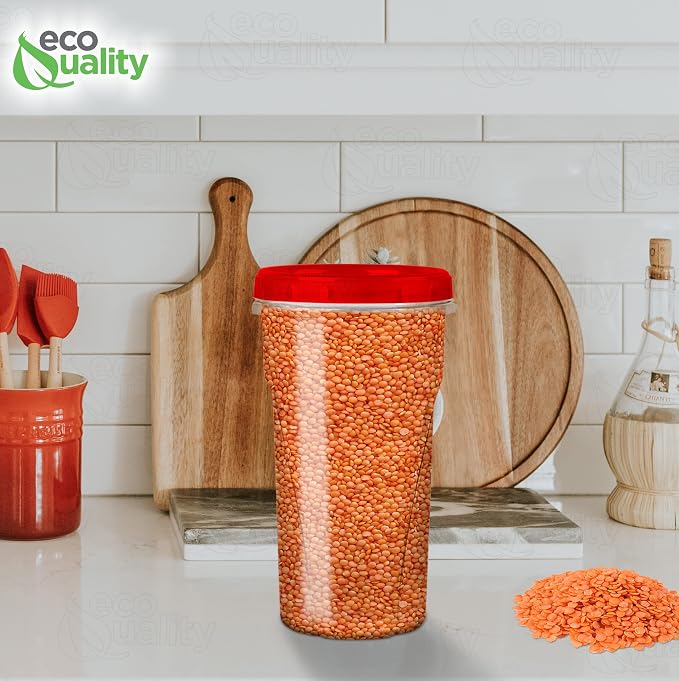 48 oz Clear Twist Top Storage Deli Containers with Leak Proof Lids Red - BPA Free Snack Containers Airtight Reusable Plastic Food Storage Canisters with Twist Seal Caps, Food Storage, Meal Prep, Freezer, Kitchen Organizer, Stackable, Reusable (12) - Image 6