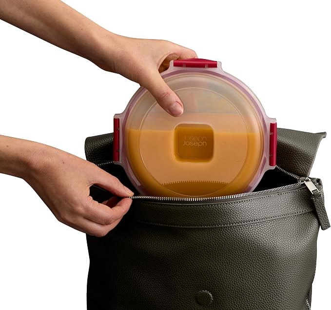 Joseph Joseph Nest Lock 8-piece Plastic BPA Free Round Food Storage Container Set with Lockable Airtight Leakproof Lids - Red - Image 6