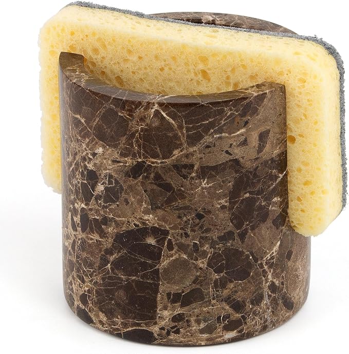 Natural Marble Sponge Holder, Drying Rack for Kitchen Sink - Dark Brown by YMXYJM