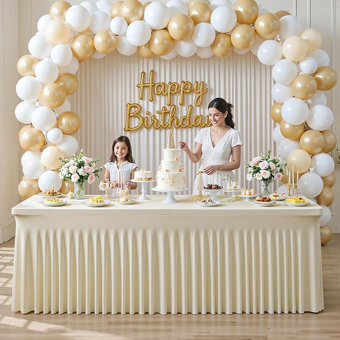 4 Pack Beige Table Cloth for 6 Foot Rectangle Tables Spandex Fitted Tablecloth 6ft Stretch Table Covers Skirt Beige Banquet Tablecloths Wrinkle Free Tablecloth for Party Wedding Birthday Event - Image 3