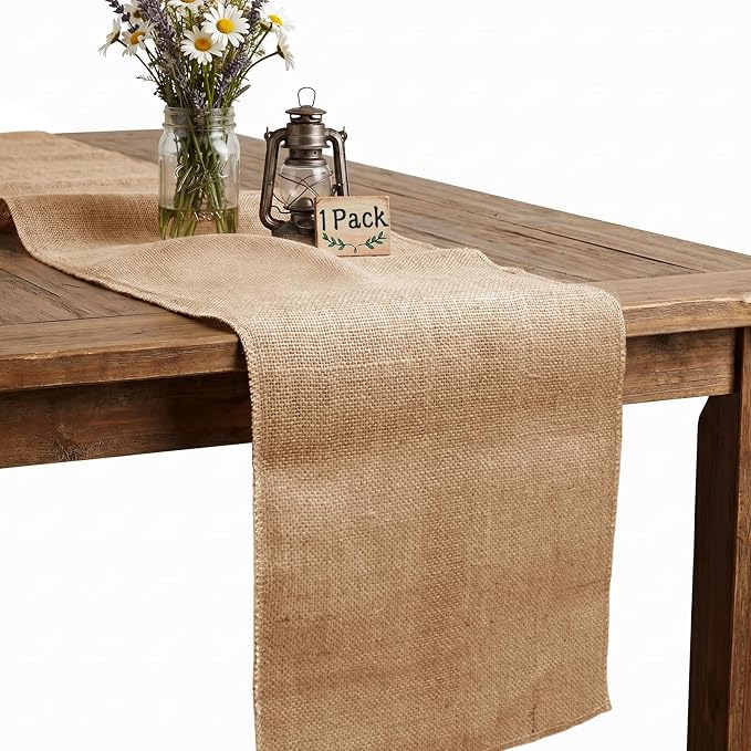 12" x 71" Burlap Table Runner with Finished Edges by vveiiye