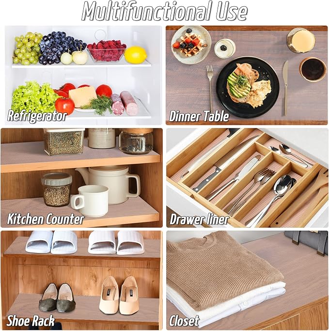Anoak Shelf Liner Non-Slip Drawer Liner for Kitchen, Non Adhesive Cabinet Liner 12 Inch x 15 FT(180 Inch) Waterproof Refrigerator Liners for Kitchen Drawer, Bathroom Shelves Diamond Pattern Clear - Image 4