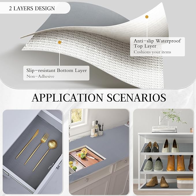 Beautysaid Shelf and Drawer Liner for Kitchen Cabinet Non Adhesive Non Slip - Image 3