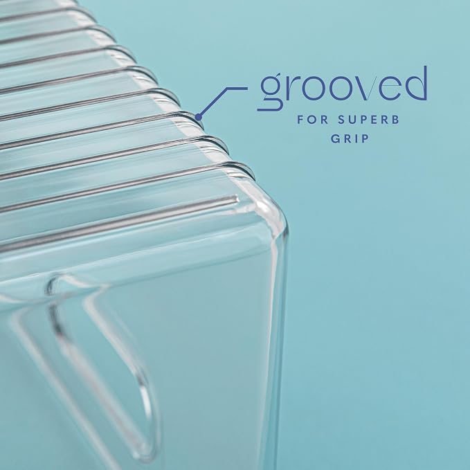 Plastic Food Storage 4 Pack Clear Container Bin with Handles for Organizing Kitchen, Pantry, Refrigerator, Freezer, Pantry, Cabinet, Closet, Bathroom. 14”x4”x4” - Image 4