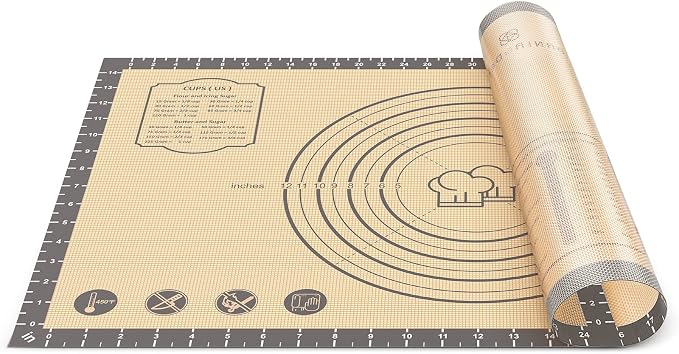 DANIA & DEAN 28"x20" Extra Thick Silicone Baking Mat for Pastry and Bread | Non-Slip & Non-Stick Mat with Measurements, for Pizza, Pie Crust, Dough Rolling & Sourdough, Reusable Counter Sheet by DANIADEAN