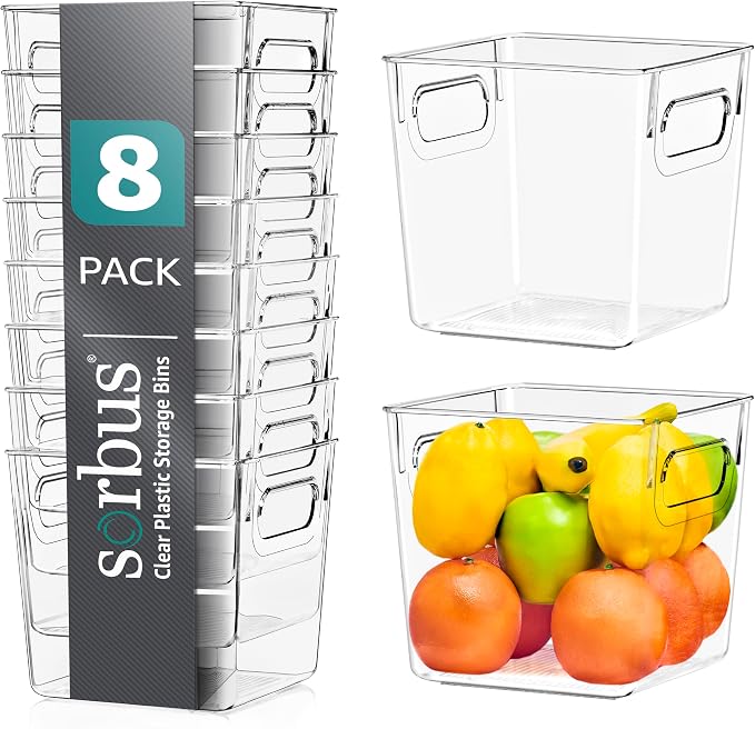Sorbus Fridge Organizers and Storage, Clear Plastic Bins (Small, 8 Pack) | Easy-access organization for freezers, shelves, drawers, closets and pantries; supports sorting and visibility. by Sorbus