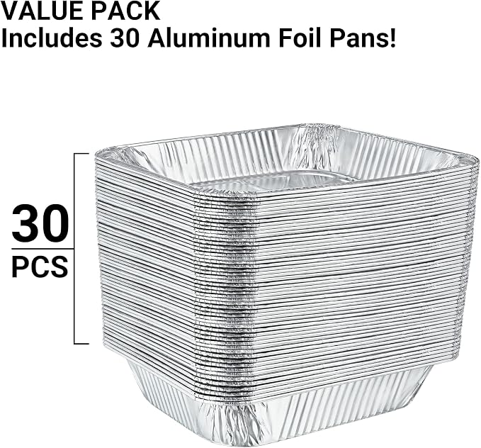 Aluminum Pans Half Size, 9X13, Extra Heavy Duty Disposable Foil Pans For Baking (30 Pack) Roasting & Chafing, Deep Tin Foil Bakeware, Steam Table Tray, Cookware, Food Prepping, Cake & Oven Pan - Image 3