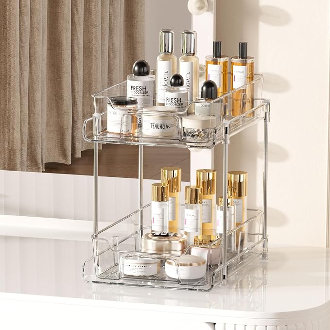 Vtopmart 4 Pack Pull Out Bathroom Under Sink Organizer with Dividers (S-Divided) - Image 6