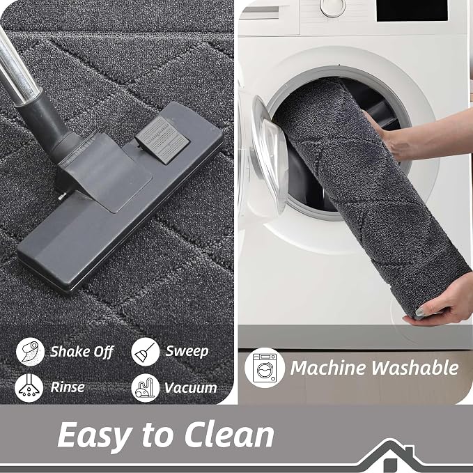 BEQHAUSE Dirt Trapper Door Mat 36" x 60", Doormat Non-Slip, Dark Grey - Image 6