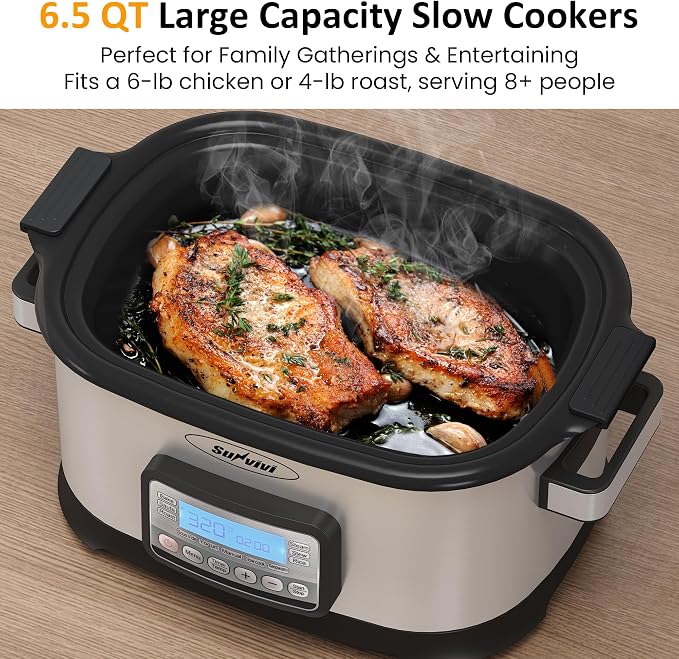 Sunvivi 12-in-1 Programmable Slow Cooker 6.5QT with Timer & Keep Warm - Image 2