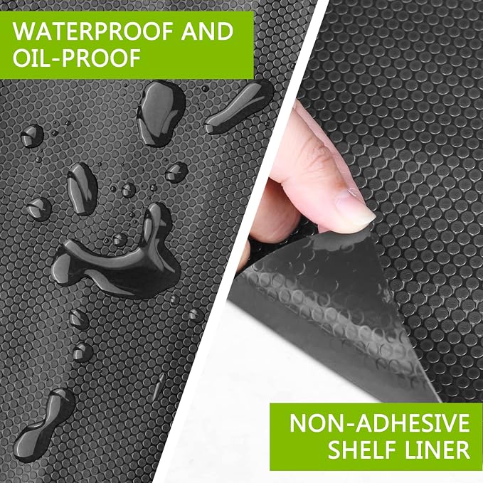 Shelf Liner Kitchen Cabinet Drawer Mat, 11.8"W x 393.7"L Non Adhesive Black - Image 3