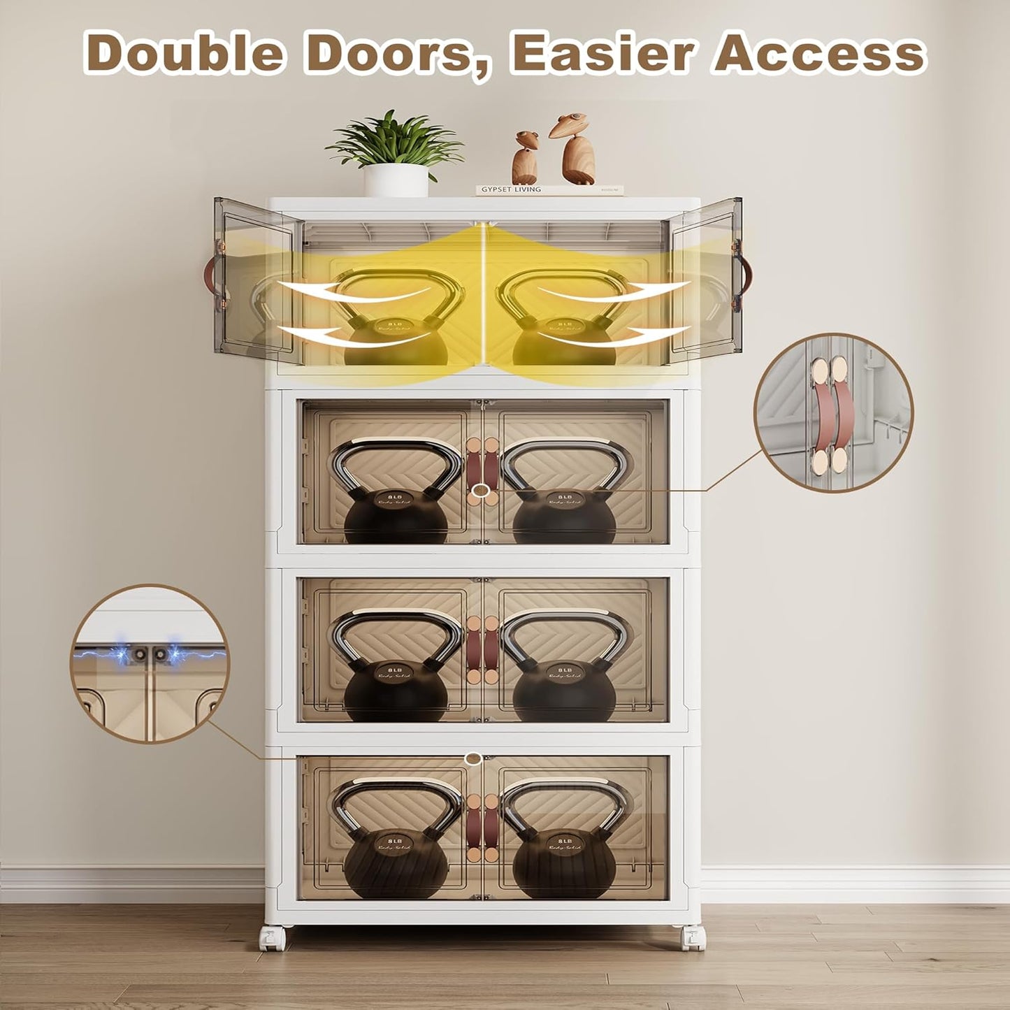 SAILUN 331QT/82 Gal Extra Stackable Storage Bins Large Collapsible Storage Bins with Wheels and Lid, Open Front Folding Closet Organizers and Storage,4Pack 23.6" W x 15" D x 54" H