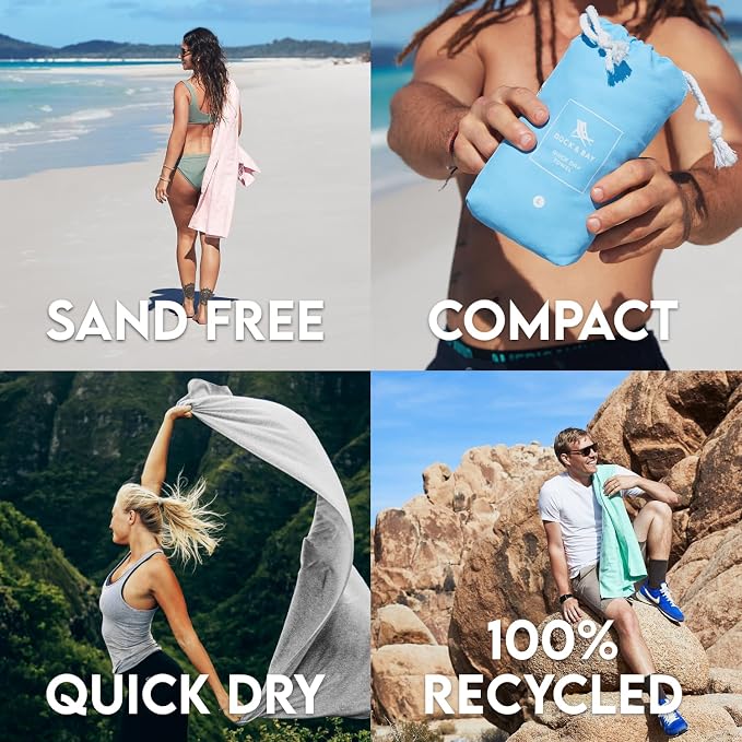 Dock & Bay Beach Towel - Quick Dry, Sand Free - Compact, Lightweight - 100% Recycled - Includes Bag - Essential - Rainforest Green, Large (160x90cm, 63x35) - Image 4