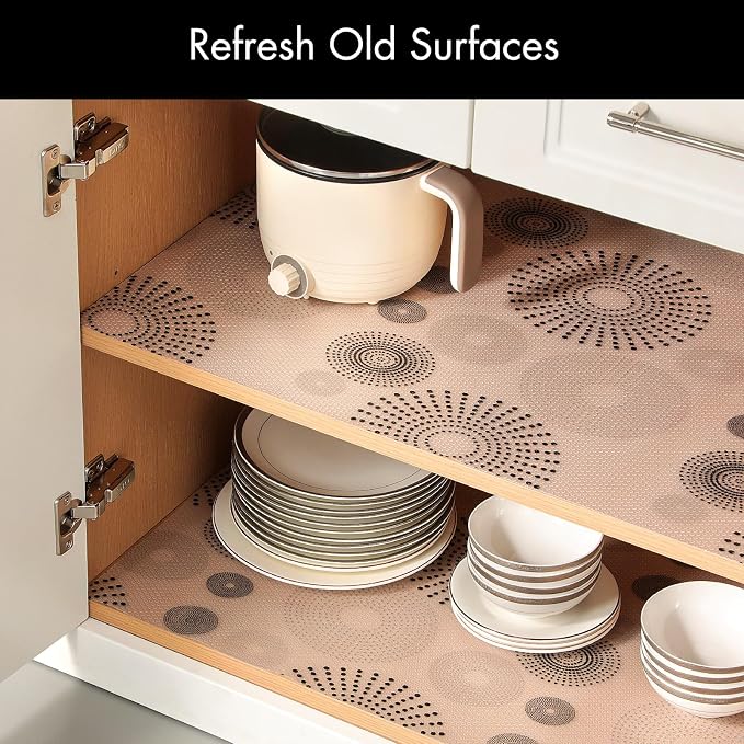 Cooyes Shelf and Drawer Liner for Kitchen Cabinets – Non-Adhesive, Waterproof, Non-Slip Cabinet Liners for Scratch Protection, Desk, Refrigerator, Shelves, Drawers with Modern Pattern - Image 4