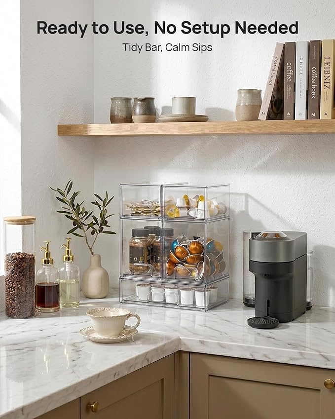 Vtopmart Clear Stackable Storage Drawers Set of 9, Plastic Organizer Bins | Multi-purpose Boxes for Baby Bottle Storage, Ideal for Kichen, Vanity, Bathroom, Undersink, Cabinet, Pantry Organization - Image 2