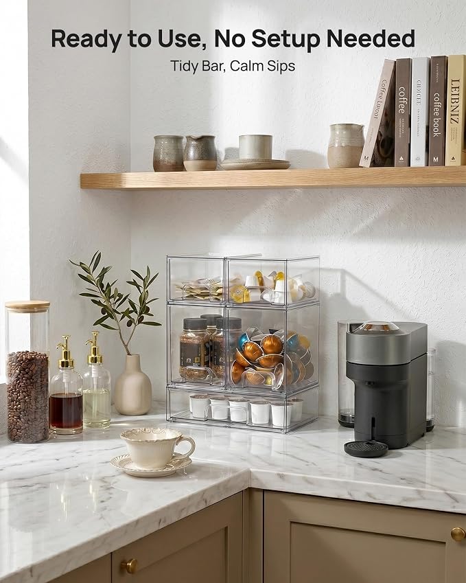 Vtopmart Clear Stackable Storage Drawers Set of 5, Plastic Organizer Bins | Multi-purpose Boxes for Baby Bottle Storage, Ideal for Kichen, Vanity, Bathroom, Undersink, Cabinet, Pantry Organization - Image 2