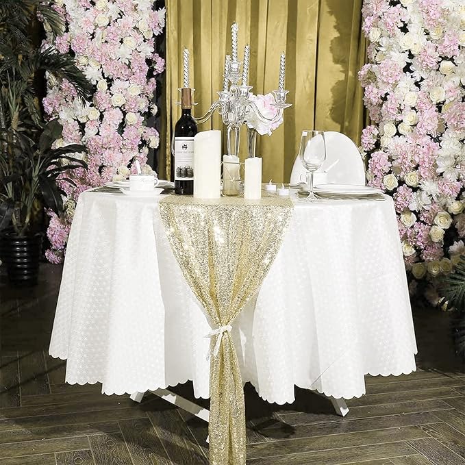 Champagne Sequin Table Runner 6 Pack 12''x108 Glitter Table Runner - Image 2