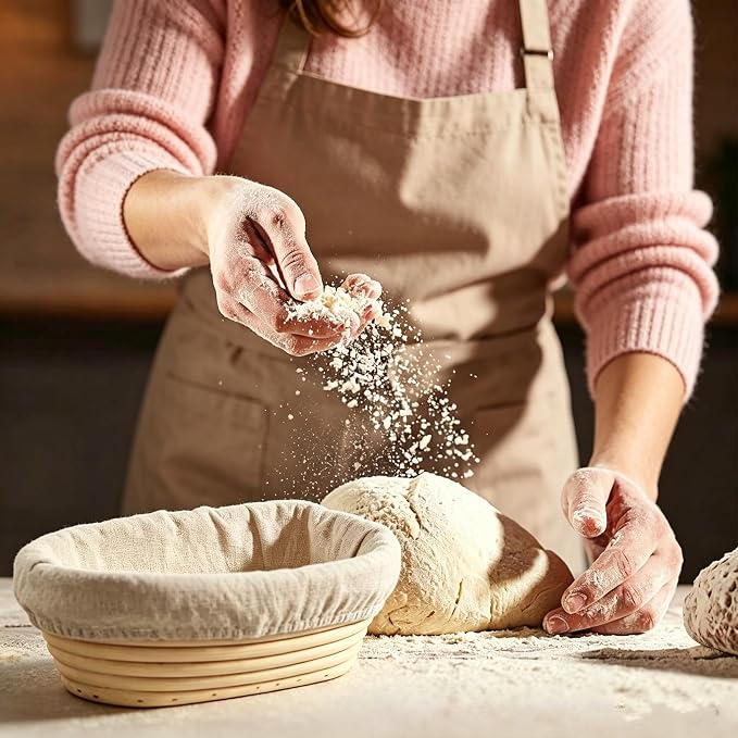 6 Pack 6.5 Inch Oval Bread Proofing Basket,Banneton Basket Bread Baking Bowl with Linen Liner Cloth, for Professional & Home Bakers Baking - Image 7