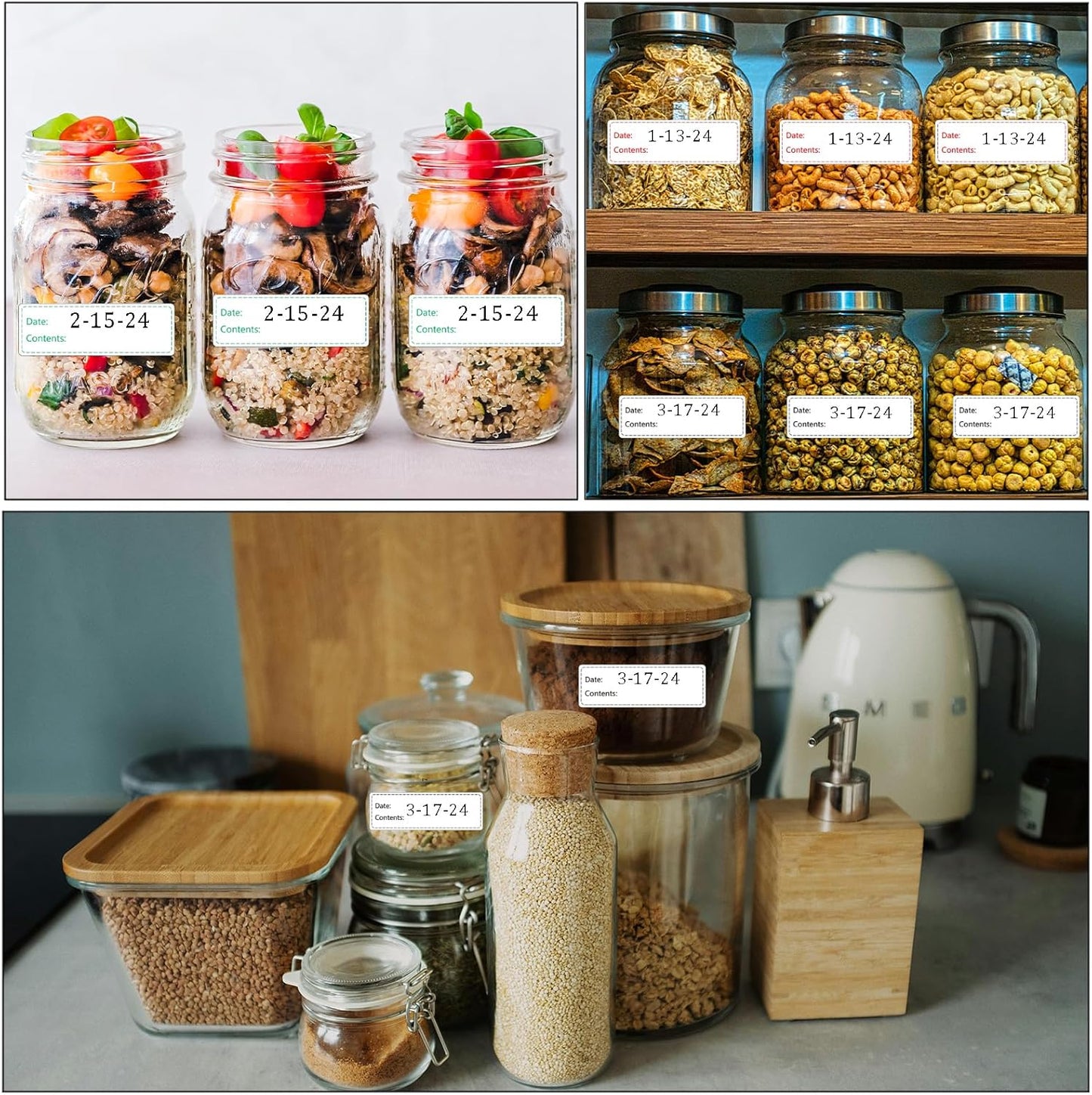 1000pcs Freezer Labels,1x3 inch for Food containers,Food Labels Quick and Easy to Remove- Easy to Write on(White)