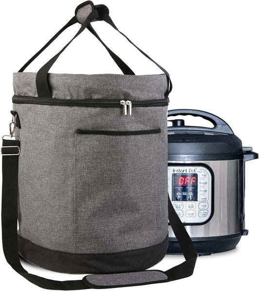 musbus Carry Bag for 8 Quart Instant Pot, CrockPot and Hamilton Beach Models, Double Layers Carrier with Adjustable Strap, with Crock-Pot and Hamilton, GRAY