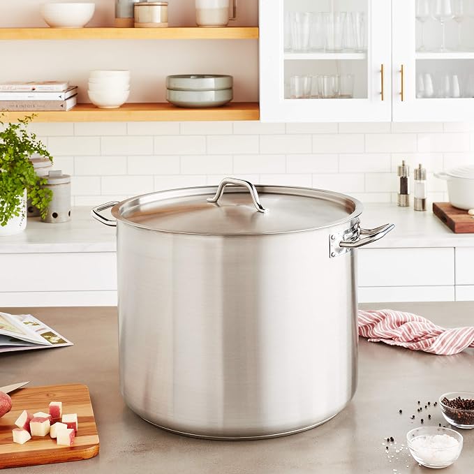 Winco 60 qt Stainless Steel Stock Pot with Cover - Image 2