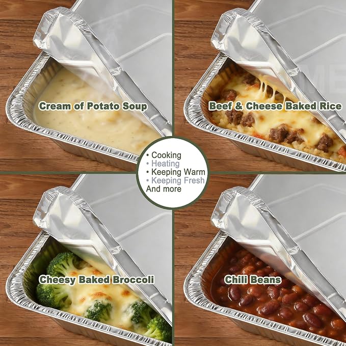 Half Size Medium Steam Table Pans with Foil Lids, 25 Pack - Image 5