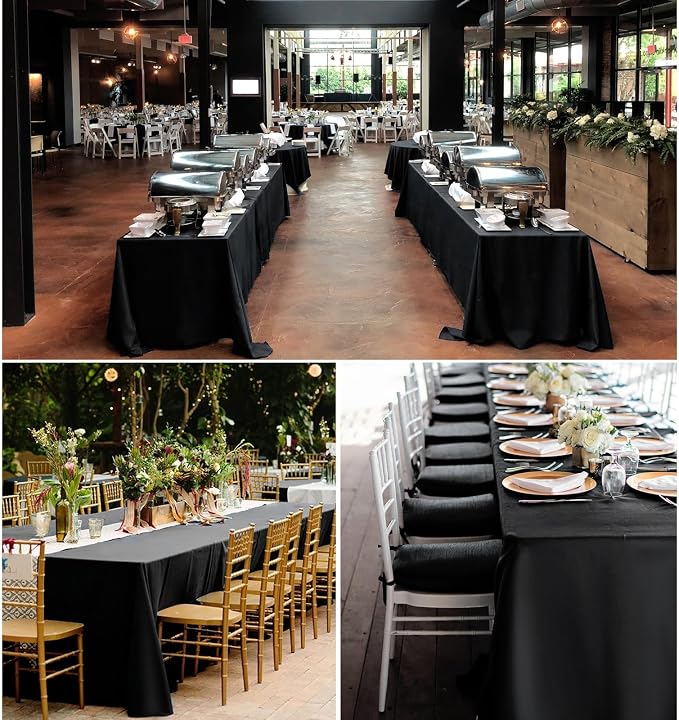 Black Tablecloths for Rectangle Tables,90 x 156 Inch - Image 6
