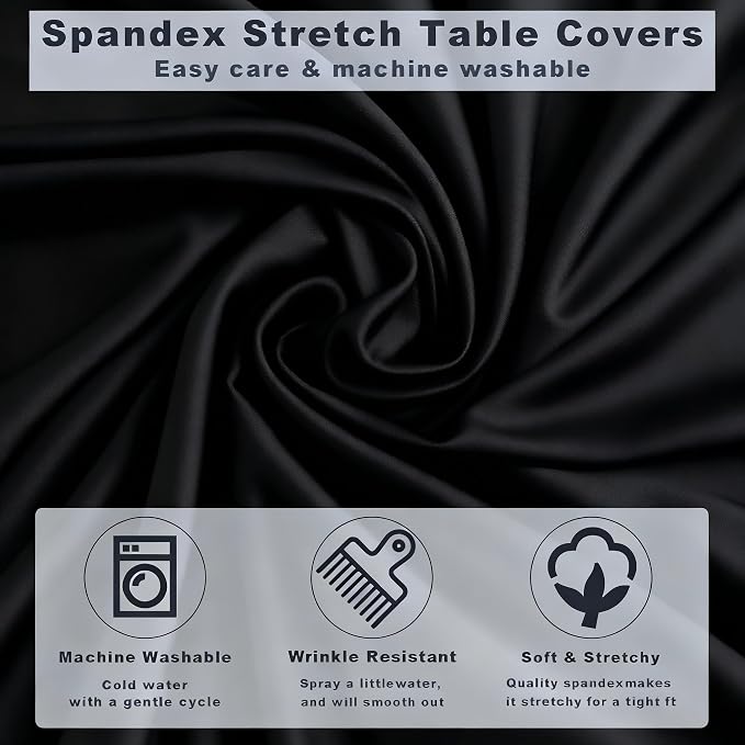 6 Pcs Black Spandex Stretch Round Cocktail Table Skirt, 32x43 Inch High Top Table Covers, Fitted Table Cloths for Wedding, Bar, Banquet, Party Decor & Event Supplies - Image 4