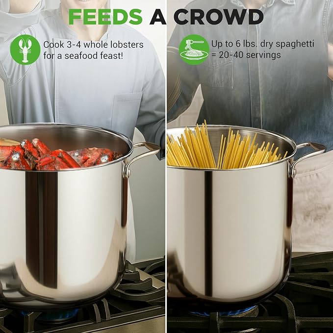 NutriChef 19-Quart Stainless Steel Stockpot – 18/8 Food Grade Heavy-Duty Induction-Compatible Pot with See-Through Lid, Ideal for Stews, Broths, Simmering & Soups, Dishwasher Safe – NCSP20 - Image 3