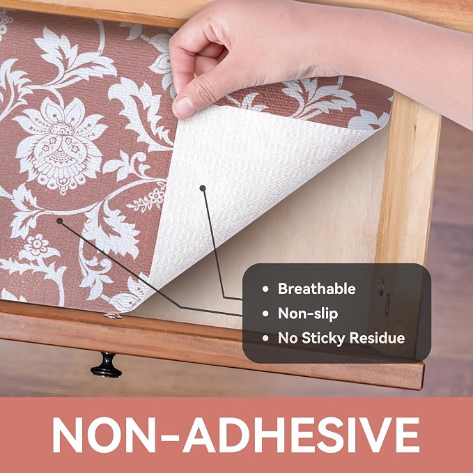 Shelf Liner, Non Adhesive Pink Non Slip 12In x 10 FT(2 Rolls) Non Slip - Image 8