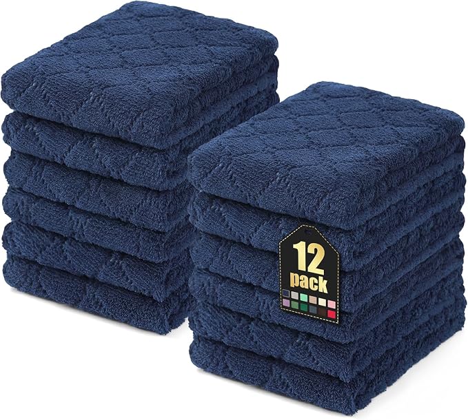Homaxy 12 Pack Super Soft Absorbent Dish Towels, 10" x 20", Navy Blue by Homaxy