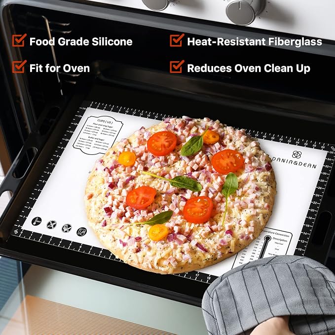 DANIA & DEAN 36"x24" Large Durable Silicone Baking Mat for Pastry and Bread | Non-Slip & Non-Stick Mat with Measurements, for Pizza, Pie Crust, Dough Rolling, Pasta & Sourdough, Reusable Counter Sheet - Image 3