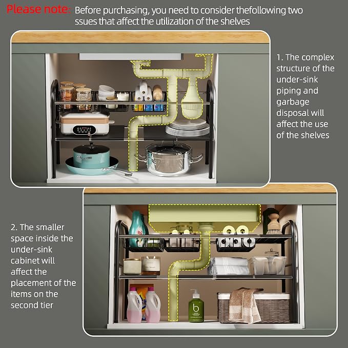 Under Sink Organizers and Storage,Expandable under cabinet organizer Shelf - Image 4