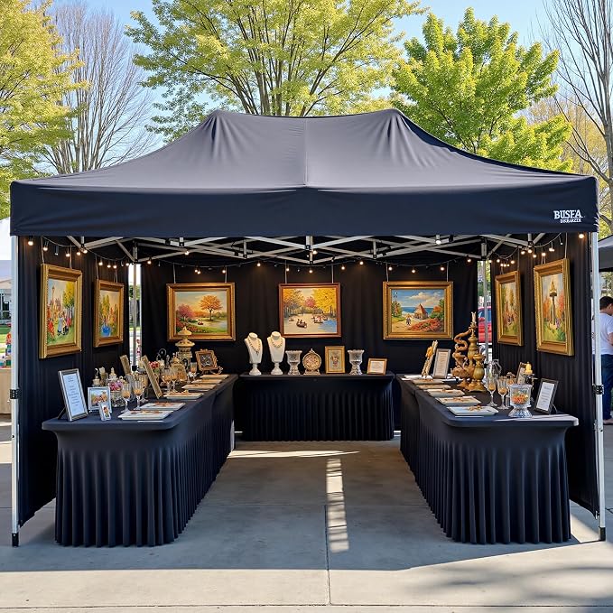 2 pk Black Spandex Tablecloth 4ft with Ruffled Table Skirt,Wrinkle Free High Stretch Fitted Tablecloths for 4 Foot Rectangle Tables, Elastic Spandex Table Covers 6ft for Parties Wedding Banquet - Image 8