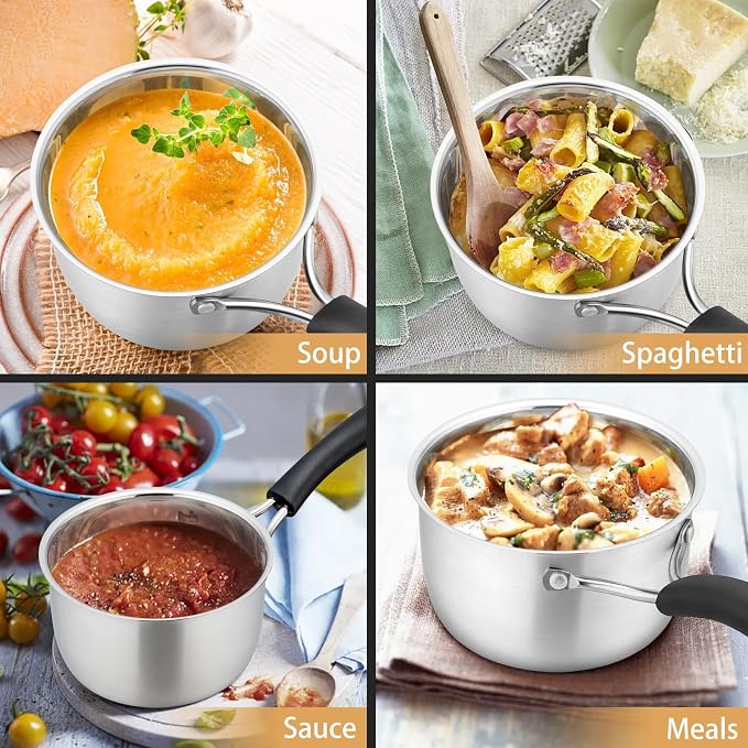 P&P CHEF 1 Quart Sauce Pan With Lid, Small Pot Saucepan, 1 Pc - Image 4