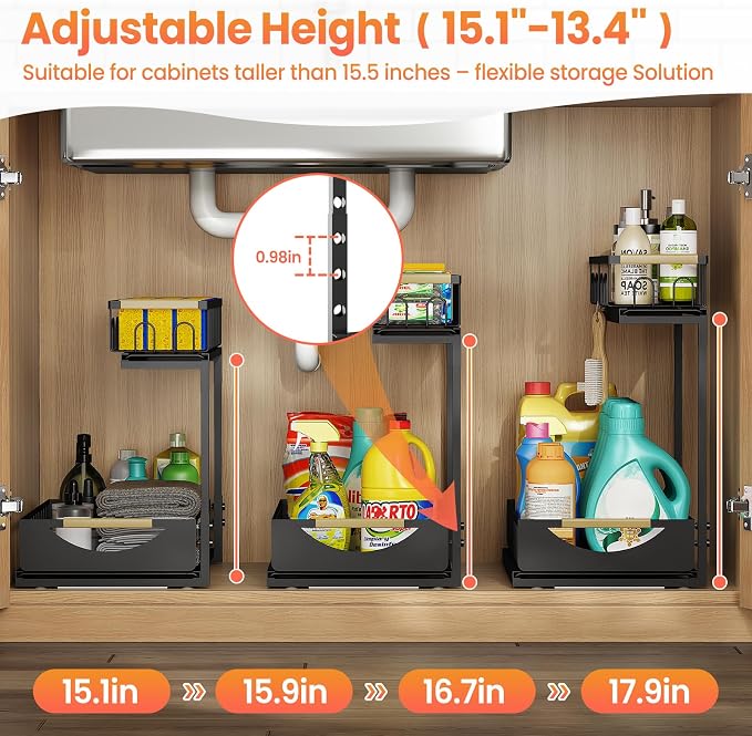 Under Sink Organizer and Storage for Bathroom and Kitchen - 2 Pack 2 Tier - Image 5