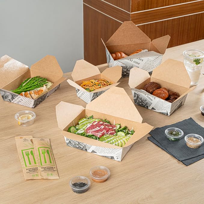 Restaurantware Bio Tek 8.5 x 6.3 x 2.5 Inch Food Containers 200 Durable Noodle Boxes - Disposable Sustainable Newsprint Paper 17-Ounce Takeout Boxes Rectangle For Takeouts Or Picnics - Image 8