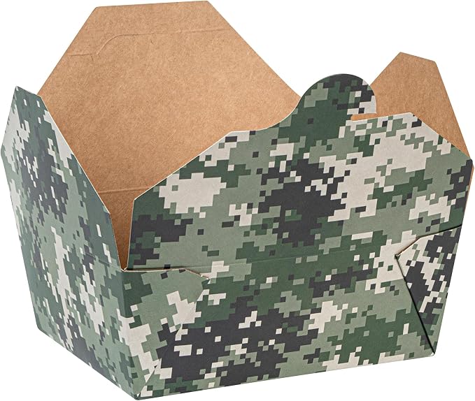 Restaurantware-Bio Tek 6.7 x 5.5 x 2.6 Inch Food Containers, 200 Durable Takeaway Boxes - Disposable, Sturdy, Camouflage Paper 45 Ounce Takeout Boxes, Rectangle, For Takeout And Delivery, Or Picnics - Image 16