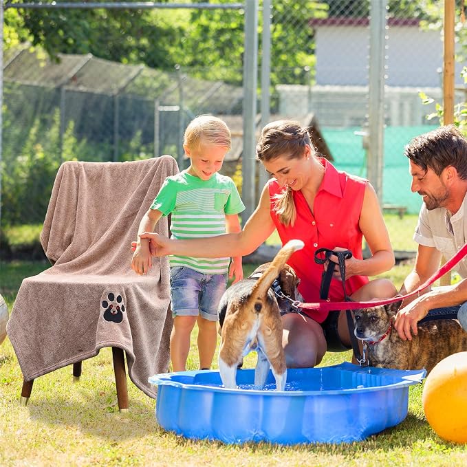 Dogvingpk Extra Large Dog Towels for Drying Dogs 3 Pack - Super Absorbent Soft Quick Dry Microfiber Pet Bath Towel for Large & Medium Dogs, 55 * 36 Inch Grey and Black and Brown - Image 2