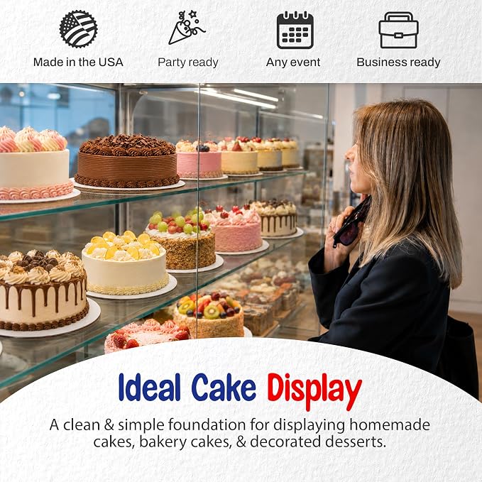 MT Products Corrugated White Cardboard Cake Board or Pizza Circle 14 inch - Sturdy Cake Base for Displaying Cakes, Bread and Desserts (Case of 250) - Made in The USA - Image 3