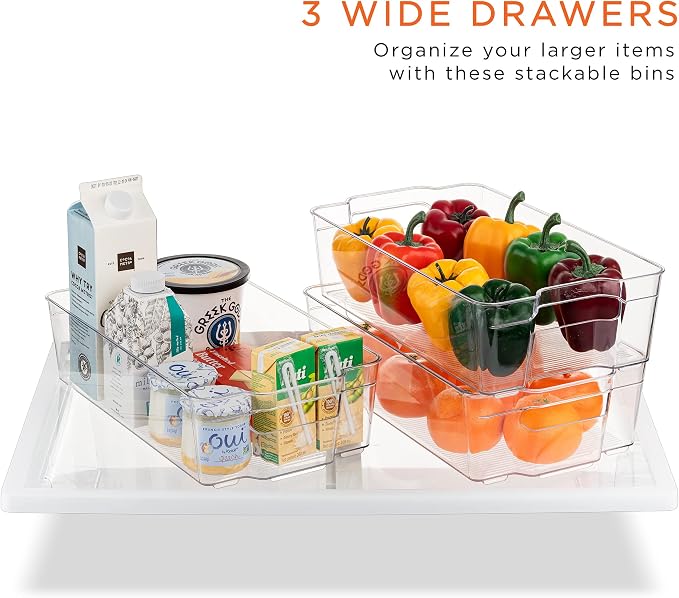 Sorbus Fridge Organizers and Storage Bins for Pantry & Fridge (8 Piece Set) | Stackable design maximizes shelf and cabinet space; useful for refrigerator, freezer and household organization. - Image 4