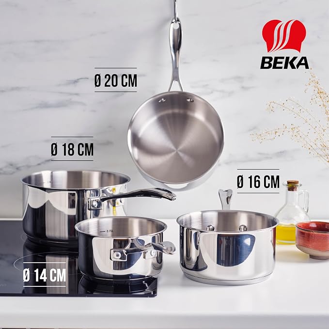 Beka Chef 4-piece Stainless Steel Saucepan Set (14-16 - 18-20 cm) - Image 4