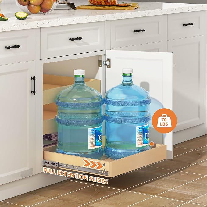 WelFurGeer 3-Tier Pull Out Cabinet Organizer with Soft Close, Heavy-Duty Slide Out Drawers for Cabinets, Pull Out Drawers for Cabinets, Bottom Mount Shelves for Kitchen, Pantry, Bathroom - Image 6