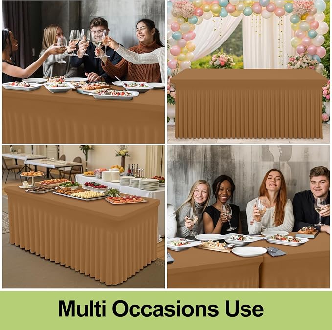 Smiry 2 Pack Spandex Elastic Fitted Table Cloth Skirt for 6FT Table - Image 7
