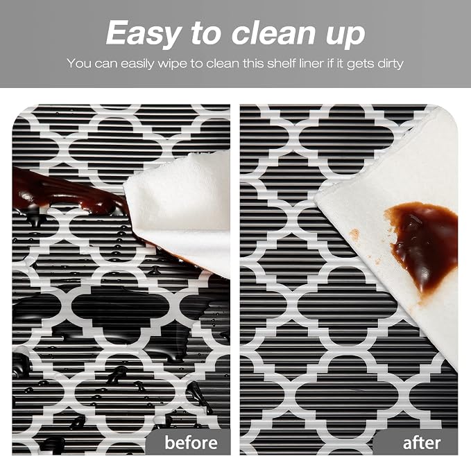 Glotoch Shelf Liner, 17.5" W x 360" L, Black and White Quatrefoil - Image 4
